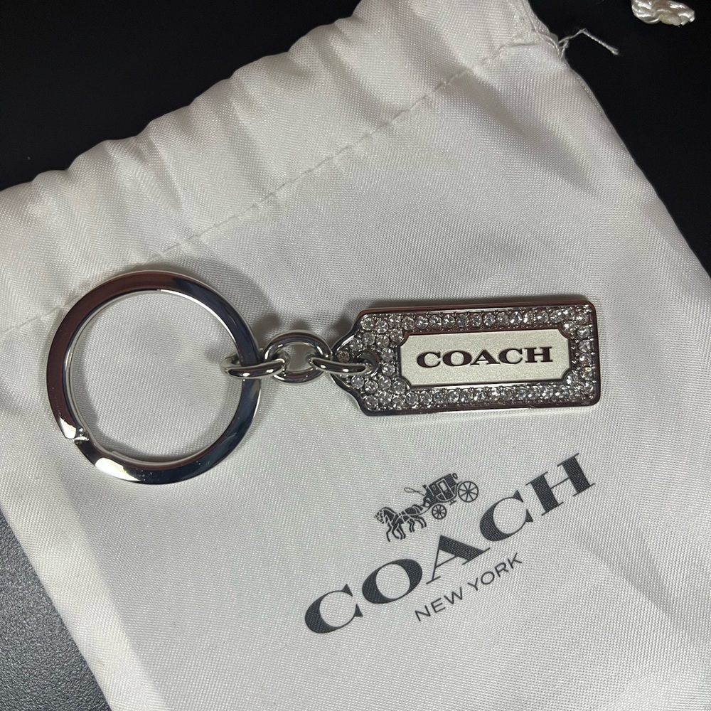 Coach Vintage Pave Swarovski Crystal Key Chain/Purse Charm NWOT in Silver Tone